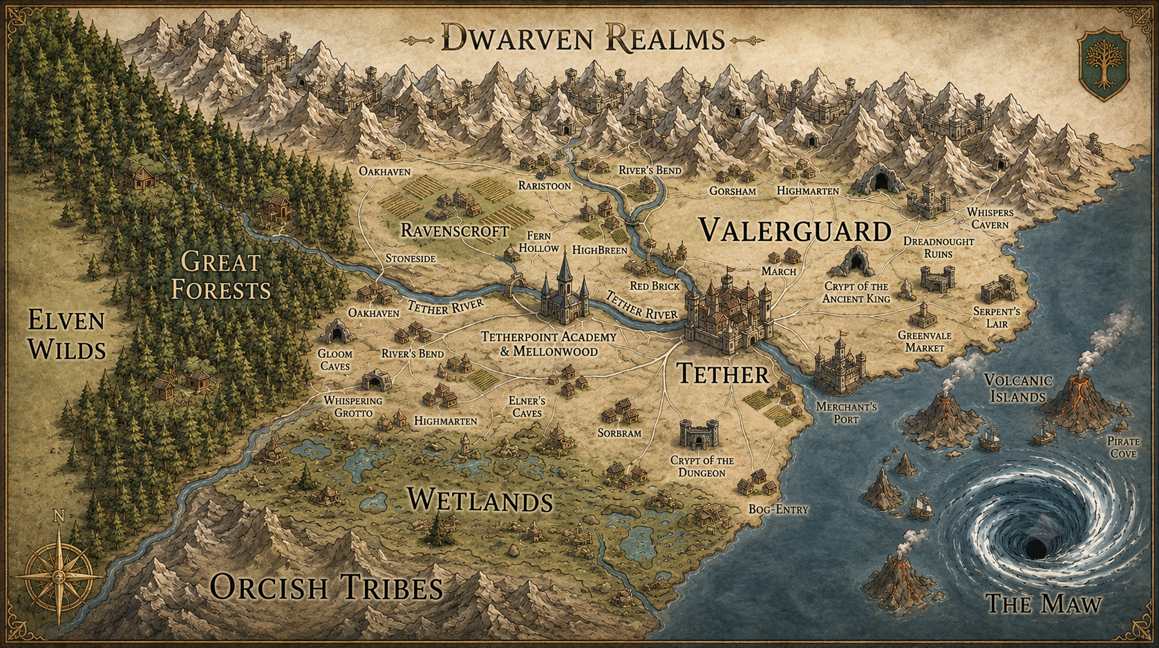 Map of Valerguard and the surrounding regions